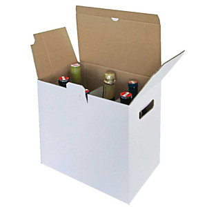 Pressel 20 Emballages pour 6 bouteilles avec fond automatique, blanc, 283x190x303mm Pressel 20 Emballages pour 6 bouteilles avec fond automatique, blanc, 283x190x303mm