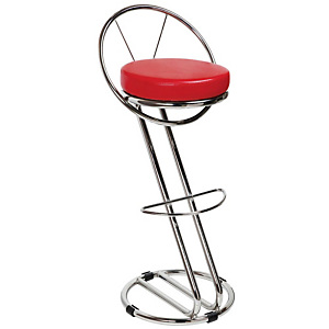 Prestige Sgabello cromato con schienale, Skay imbottito, Rosso, Altezza 97 cm Prestige Sgabello cromato con schienale, Skay imbottito, Rosso, Altezza 97 cm