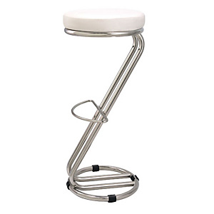 Prestige Sgabello cromato, Skay imbottito, Bianco, Altezza 80 cm Prestige Sgabello cromato, Skay imbottito, Bianco, Altezza 80 cm