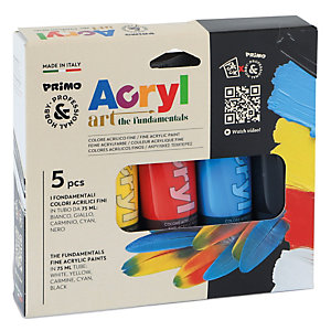 PRIMO - MOROCOLOR Colori Acryl - 75ml - colori assortiti - Primo - astuccio 5 colori