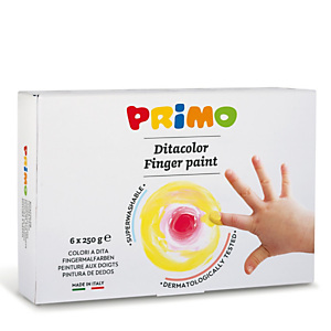 PRIMO - MOROCOLOR Ditacolor Colori a dita - 250ml - colori assortiti - Primo - box 6 barattoli PRIMO - MOROCOLOR Ditacolor Colori a dita - 250ml - colori assortiti - Primo - box 6 barattoli