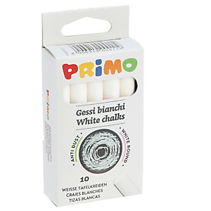 PRIMO - MOROCOLOR Gessetti tondi - D 9x80 mm - bianco - Primo - Scatola 10 gessetti tondi