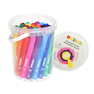 PRIMO - MOROCOLOR Pennarelli Jumbo - punta D7,6mm - colori assortiti - Primo - secchiello 36 pezzi PRIMO - MOROCOLOR Pennarelli Jumbo - punta D7,6mm - colori assortiti - Primo - secchiello 36 pezzi