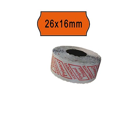 PRINTEX Rotolo da 1000 etichette a onda per Printex Smart 16/2616 e Z Maxi 6/2616 - 26x16 mm - adesivo permanente - arancio - 1