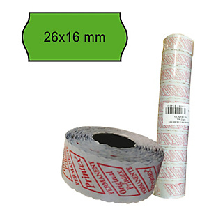 PRINTEX Rotolo da 1000 etichette a onda per Printex Smart 16/2616 e Z Maxi 6/2616 - 26x16 mm - adesivo permanente - verde PRINTEX Rotolo da 1000 etichette a onda per Printex Smart 16/2616 e Z Maxi 6/2616 - 26x16 mm - adesivo permanente - verde