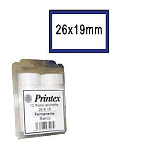 PRINTEX Rotolo da 600 etichette per Printex Z 17 - 26x19 mm - adesivo removibile - bianco - cornice blu PRINTEX Rotolo da 600 etichette per Printex Z 17 - 26x19 mm - adesivo removibile - bianco - cornice blu