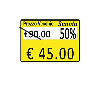 PRINTEX Rotolo da 600 etichette per Printex Z 17 - PREZZO VECCHIO…SCONTO… - 26x19 mm - adesivo removibile - giallo PRINTEX Rotolo da 600 etichette per Printex Z 17 - PREZZO VECCHIO…SCONTO… - 26x19 mm - adesivo removibile - giallo