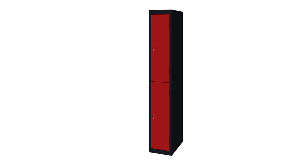 PROMEDIF Vestiaire monobloc multicases 2 portes - Corps Noir - Portes Rouges