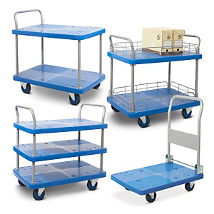 ProPlaz® Blue platform and shelf trolleys
