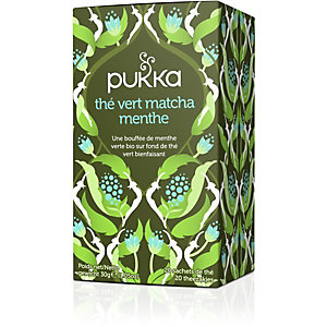 pukka Boisson au thé vert Matcha Menthe biologique et équitable, menthe verte, thé vert, thé Sencha, boîte de 20 sachets emballés individuellement