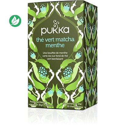 pukka Boisson au thé vert Matcha Menthe biologique et équitable, menthe verte, thé vert, thé Sencha, boîte de 20 sachets emballés individuellement - 1