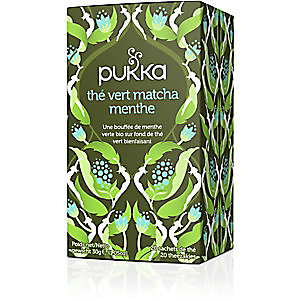 pukka Boisson au thé vert Matcha Menthe biologique et équitable, menthe verte, thé vert, thé Sencha, boîte de 20 sachets emballés individuellement
