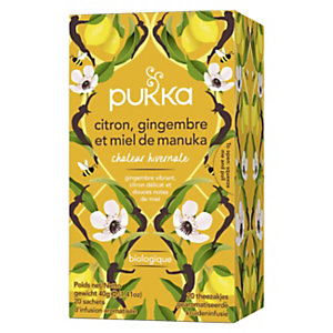 pukka Infusion Citron, Gingembre et Miel de Manuka - Biologique et équitable - Boîte de 20 sachets