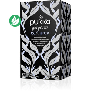 pukka Thé noir Gorgeous Earl Grey  bergamote lavande - Biologique et équitable - Boîte de 20 sachets