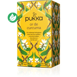 pukka Thé vert Or de curcuma citron - Biologique et équitable - Boîte de 20 sachets