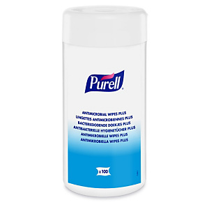 Purell Lingette antimicrobienne Plus - Antiseptique pour les mains - Boîte de 100