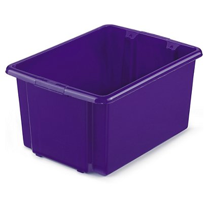 Purple, stack and store plastic containers, 14L, pack of 5