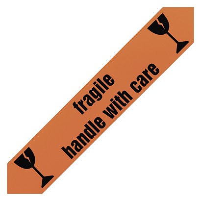 PVC Warnband mit Standardaufdruck "fragile handle with care" und Symbol - 1