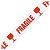 PVC Warnband mit Standardaufdruck "Fragile" und Symbol in weiß - 1