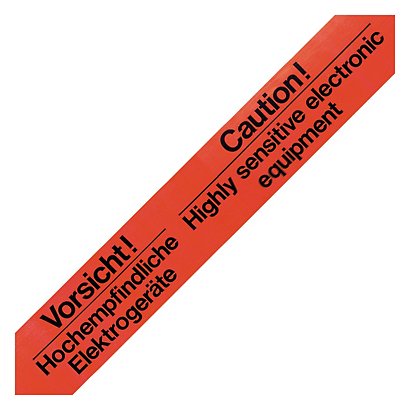 PVC Warnband mit Standardaufdruck "Vorsicht! Hochempfindliche Elektrogeräte" - 1