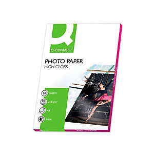 Q CONNECT Papel fotográfico para impresoras inkjet, Blanco Brillante A4 260 g/m2