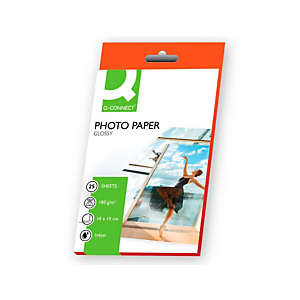 Q CONNECT Papel fotográfico para impresoras inkjet, Blanco Brillante 100 x 150 mm 180 g/m2 Q CONNECT Papel fotográfico para impresoras inkjet, Blanco Brillante 100 x 150 mm 180 g/m2