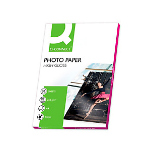 Q CONNECT Papel fotográfico para impresoras inkjet, Blanco Brillante A4 260 g/m2 Q CONNECT Papel fotográfico para impresoras inkjet, Blanco Brillante A4 260 g/m2