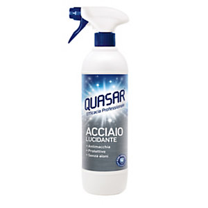 QUASAR Detergente Acciaio Lucidante, Flacone Spray 580 ml