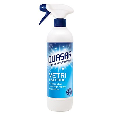 QUASAR Detergente Vetri con Alcool, Flacone Spray 580 ml - Detergenti per  Vetri