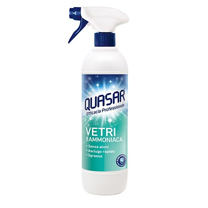 QUASAR Detergente Vetri con Ammoniaca, Flacone Spray 580 ml
