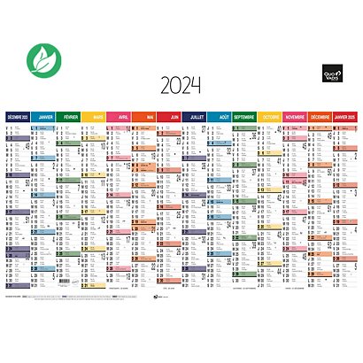 Calendrier 2024 14 mois- Verso carte Europe et France - JPG