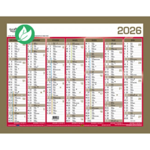 Quo Vadis Calendrier mural annuel - 55 x 40,5 cm - Or - 2026 Quo Vadis Calendrier mural annuel - 55 x 40,5 cm - Or - 2026