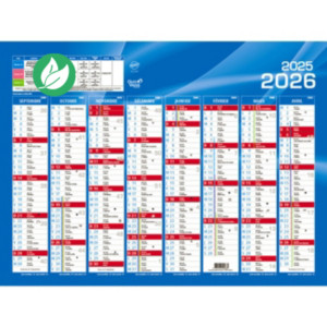 Quo Vadis Calendrier mural annuel Rentrée des classes 8 mois par face - 55 x 40,5 cm - 2025/2026 Quo Vadis Calendrier mural annuel Rentrée des classes 8 mois par face - 55 x 40,5 cm - 2025/2026
