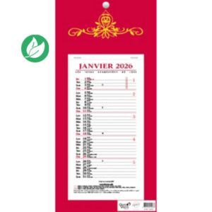 Quo Vadis Calendrier mural bloc mensuel - 16 x 33,5 cm - Rouge - 2026 Quo Vadis Calendrier mural bloc mensuel - 16 x 33,5 cm - Rouge - 2026