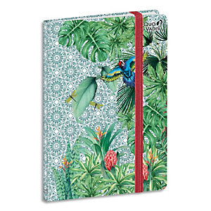 QUO VADIS Carnet Jungle Spirit ligné 15x21cm 192 pages. Couverture motif Poétiques. Coloris Vert