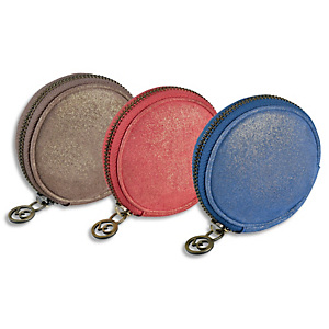 QUO VADIS Porte-monnaie rond Julo Adèle en cuir de vachette pailleté 9x9x4cm. Coloris assortis QUO VADIS Porte-monnaie rond Julo Adèle en cuir de vachette pailleté 9x9x4cm. Coloris assortis