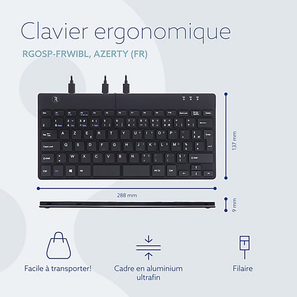 R-Go Tools Split Break Clavier ergonomique filaire USB-A - Noir ...