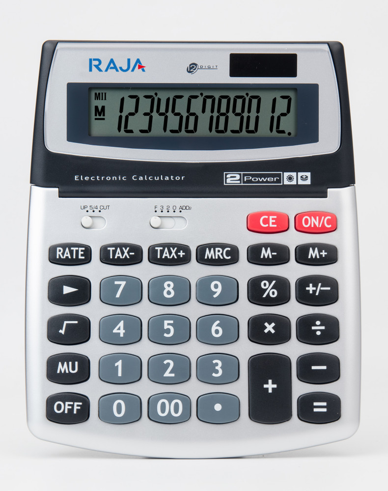 RAJA 560 Calculatrice de bureau 12 chiffres écran inclinable