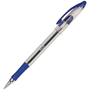 RAJA BallPoint Medium Bolígrafo de punta de bola, punta mediana, cuerpo de plástico translúcido con grip, tinta azul