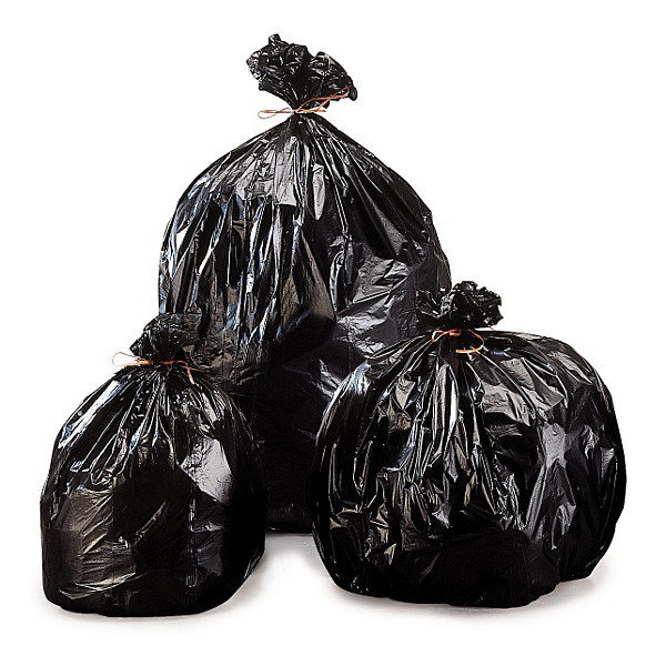 RAJA black refuse sacks, 30 litre, 650 x 500mm, 50 micron, pack of 200