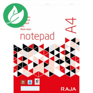 RAJA Bloc-notes A4 (21 x 29,7 cm) 100 feuilles 60 g/m² - petits carreaux 5 x 5 mm