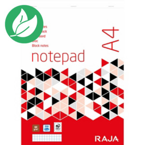 RAJA Bloc-notes A4 (21 x 29,7 cm) 100 feuilles 60 g/m² - petits carreaux 5 x 5 mm RAJA Bloc-notes A4 (21 x 29,7 cm) 100 feuilles 60 g/m² - petits carreaux 5 x 5 mm
