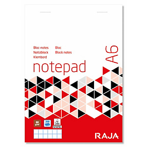 RAJA Bloc-notes A6 (10,5 x 14,8 cm) 100 feuilles 60 g/m² - petits carreaux 5 x 5 mm RAJA Bloc-notes A6 (10,5 x 14,8 cm) 100 feuilles 60 g/m² - petits carreaux 5 x 5 mm