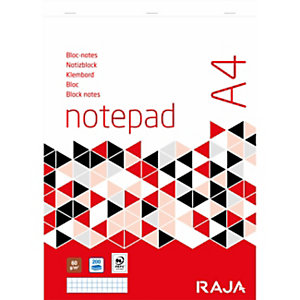 Lot de 5 - RAJA Bloc notes agrafé A4 21 x 29,7 cm - Petits carreaux 5x5 - 200 pages 60 g non perforé