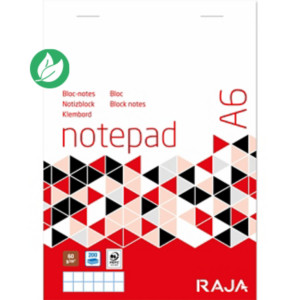 RAJA Bloc notes agrafé A6 10,5 x 14,8 cm - 60g - Petits carreaux 5x5 - 100 feuilles