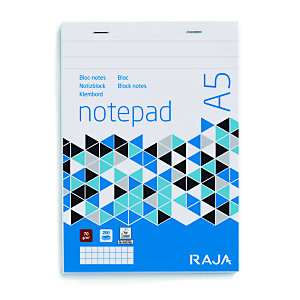 RAJA Block Notes A5, 100 fogli a quadretti 5 mm, Carta da 70 g/m² (confezione 5 pezzi)