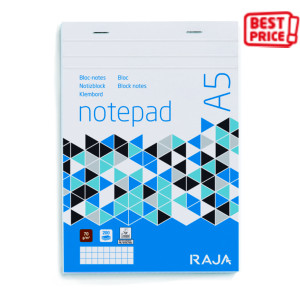 RAJA Block Notes A5, 100 fogli a quadretti 5 mm, Carta da 70 g/m² (confezione 5 pezzi)