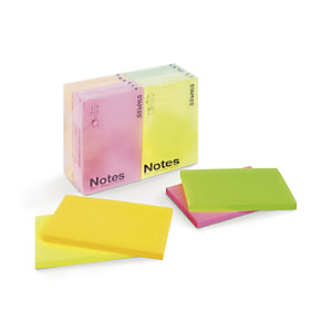 RAJA Blocs de notas adhesivas, 76 x 127 mm, 70 gramos, colores neón variados RAJA Blocs de notas adhesivas, 76 x 127 mm, 70 gramos, colores neón variados