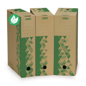 RAJA Boîte archives carton recyclé - Dos 10 cm - Kraft / Vert - Lot de 25