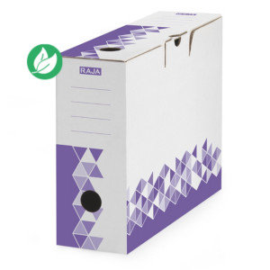 RAJA Boîte archives montage automatique en carton - Dos 10 cm - Blanc / Violet - Lot de 20